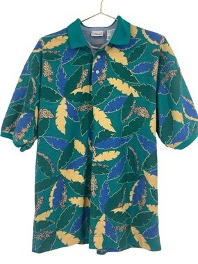 Vintage Bugle Boy Tropical Polo Shirt Large